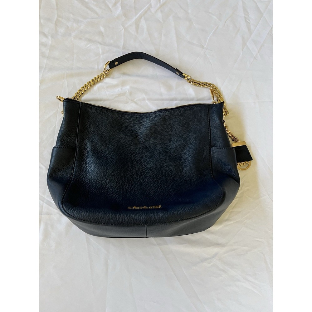 Michael Kors Nolita Medium Pebbled Leather Shoulder Bag In Midnight Blue New